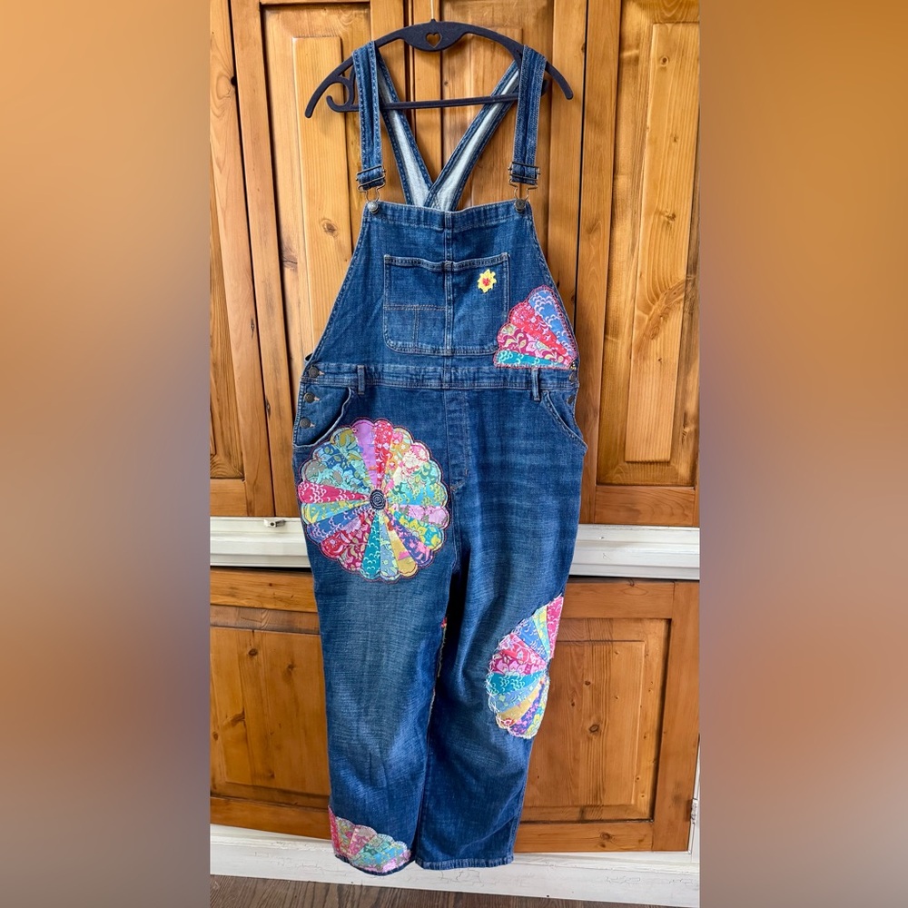 Handmade Sonoma Denim Quilted Patchwork Jumpsuit Sz XL/XXL